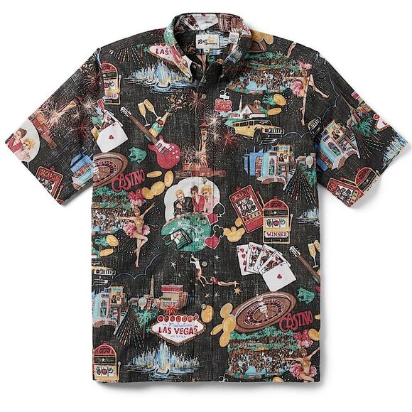 Reyn Spooner Shirt LAS VEGAS OUR 9th ISLAND Black Size L • NEW WITH TAGS • - Picture 1 of 13